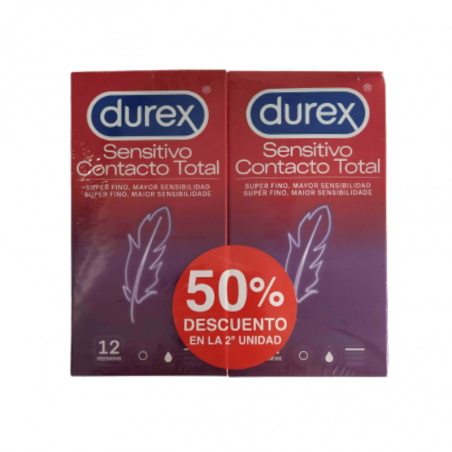 DUREX SENSITIVO CONTACTO TOTAL PRESERVATIVOS DUPLO 2x12U