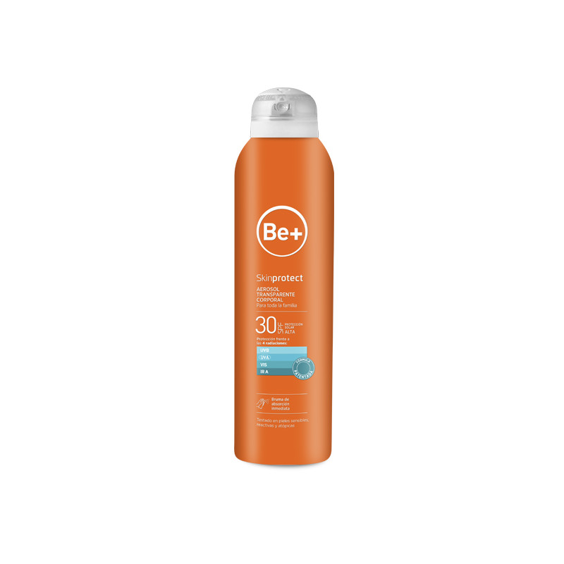 BE+ SKIN PROTECT AEROSOL CORPORAL TRANSPARENTE FOTOPROTECTOR 30+SPF 200ML