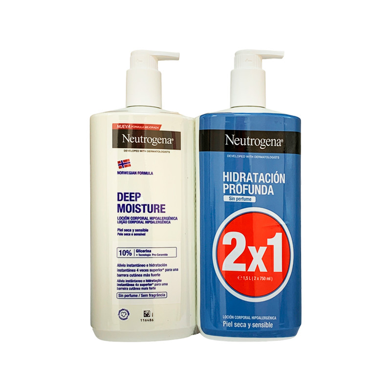 NEUTROGENA PACK DEEP MOISTURE LOCIÓN CORPORAL HIPOALERGÉNICA 2x750ML