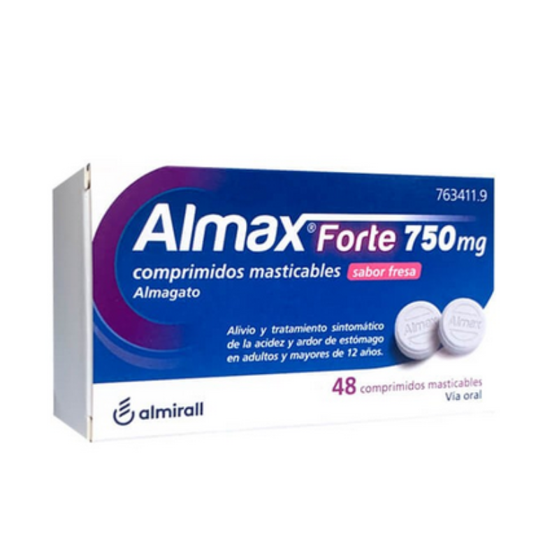 ALMAX FORTE 750 MG COMPRIMIDOS MASTICABLES SABOR FRESA