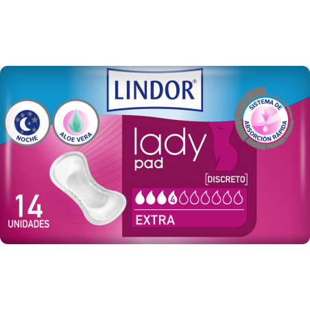 LINDOR LADY PAD DISCRETO EXTRA 4 GOTAS 14U