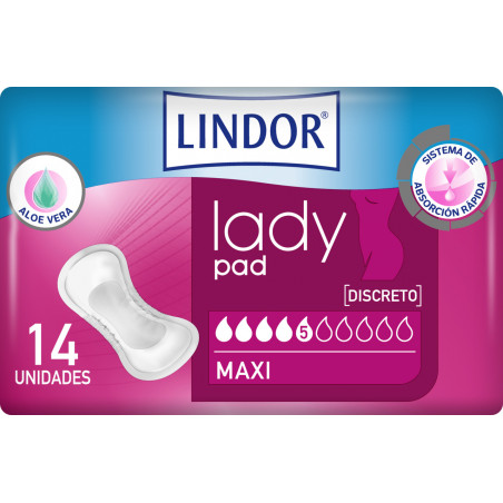 LINDOR LADY PAD DISCRETO MAXI 5 GOTAS 14U